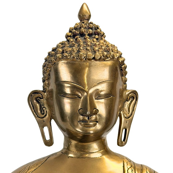 Antiek Tibetaans-Himalaya Shakyamuni Boeddha Brons – 17e/18e Eeuw – 56 cm – Beeldhouwkunst, Bronze, Brass (photo 2 of 11)