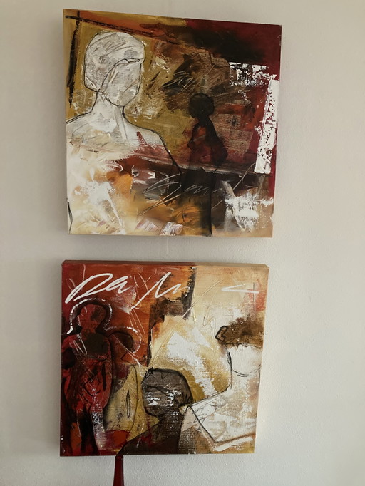 2x kunstwerk Dario Bosa 60x60 cm