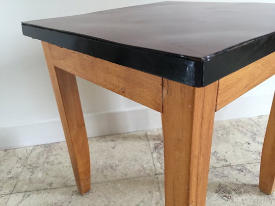 Image 1 of LOW TABOURET or LOW TABLE in FORMICA and VINTAGE wood