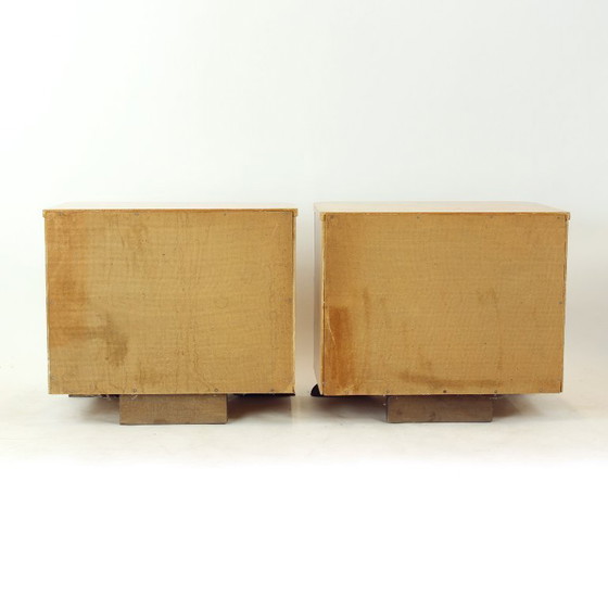 Image 1 of Art Deco Bedside Tables In Root Veneer, Czechoslovakia 1940s