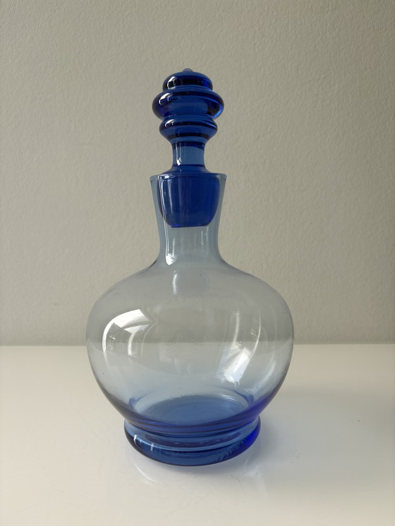 Blauwe karaf met stop, merk Blenko, model Jetson – Blenko Art Glasd, Glazen & Karaffen, Glass (photo 11 of 12)