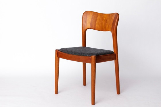 Image 1 of Set van 6 Niels Koefoed "Ole" eetkamerstoelen, Deense Mid Century Teak stoelen jaren 1970, Koefoeds Hornslet Vintage stoelen