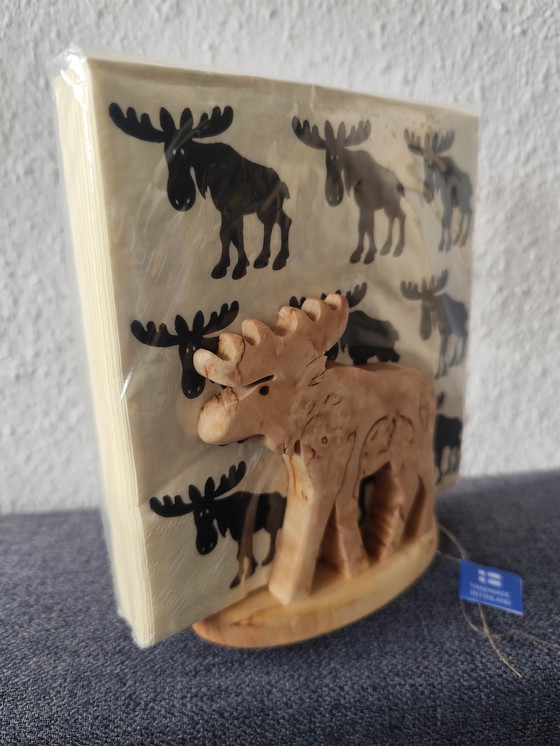Image 1 of Handmade birchwood napkin holder – moose shape | Finland