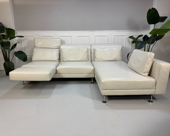 Image 1 of Brühl Moule hoekbank leren bank wit slaapfunctie