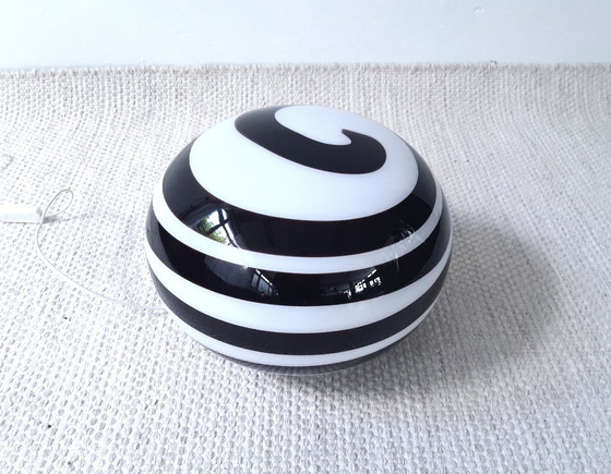 Image 1 of Grote ILU di Vetro glazen tafellamp / vloerlamp, model Zebra zwart-wit glas, Italiaans glas Nederlands design