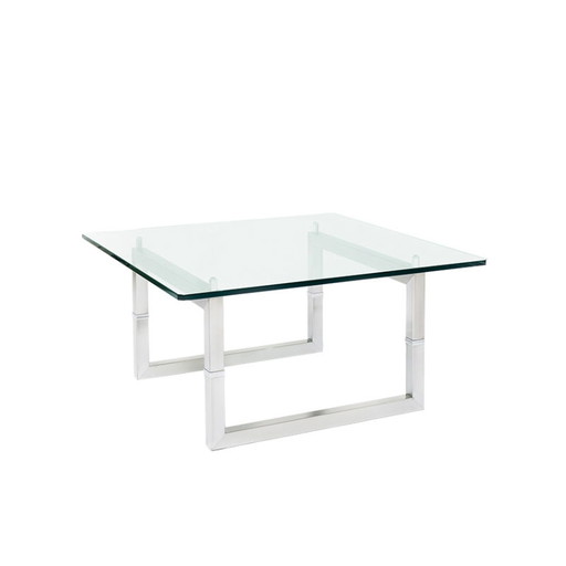 als nieuw, Peter Ghyczy T29 "Biri" Salontafel / Salontafel, nieuwe glasplaat, roestvrijstalen frame