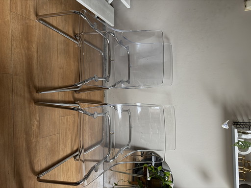Set of 4 IKEA “Tobias” Design Chairs – Carl Öjerstam (Transparent & Chrome)