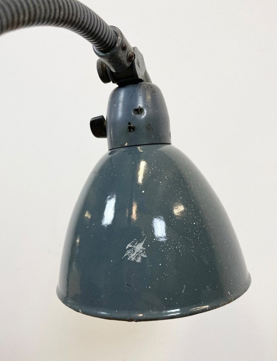 Image 1 of Lampada da scrivania a collo di cigno in smalto grigio industriale di Siemens, anni '50