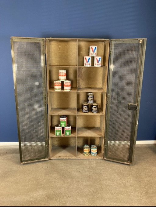 1920s Steel Workshop Cabinet