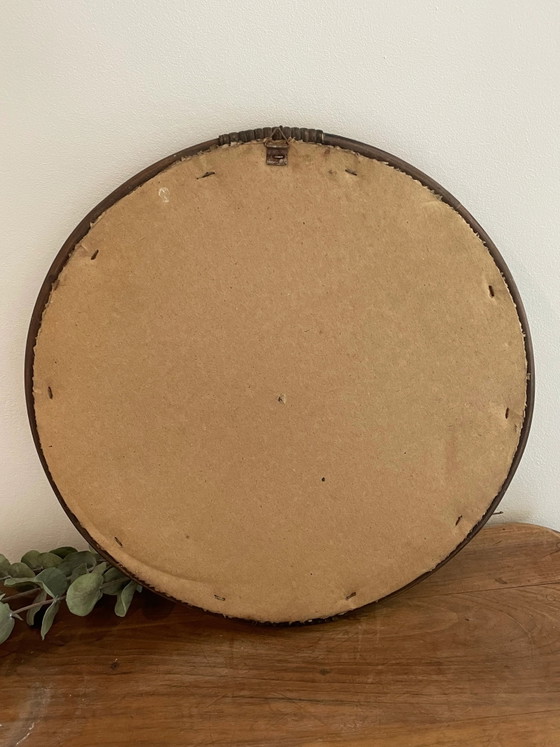 Vintage ronde rotan spiegel – Rattan (photo 3 of 3)