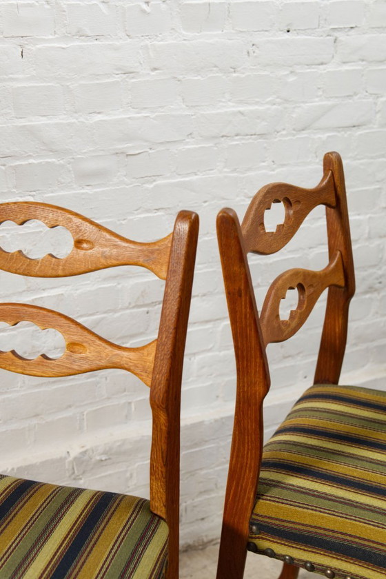 Image 1 of 4x oak and wool dining room chairs by Henning Kjaernulf, 1960's