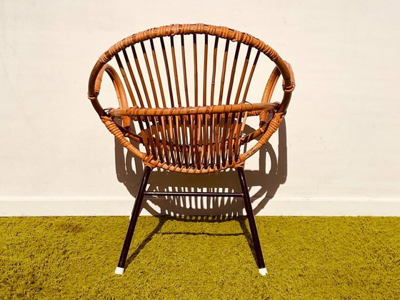 Image 1 of Pair of small rattan Noordwolde armchairs ~ Vintage 60s