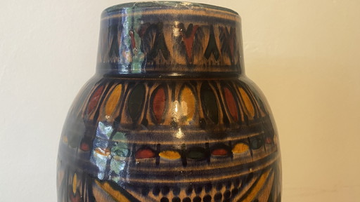 Large vintage Moroccan Safi vase – Hand-signed 'Ibna Idriss' (33 cm)