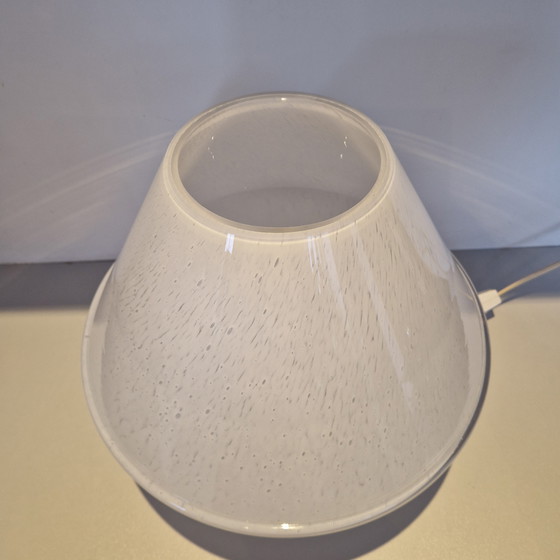 Image 1 of Lampada da tavolo vintage bianca di Glashutte Limburg, lampada a fungo