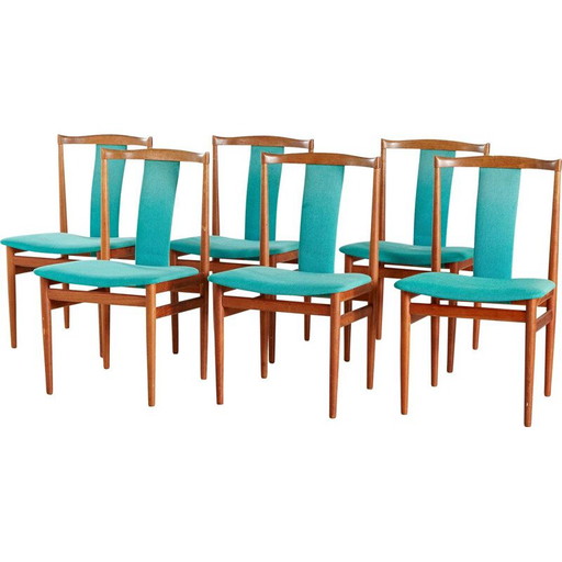 MK7652 Ensemble de 6 chaises vintage en teck, conçues par Henning Sorensen pour Danex, Danemark, 1960