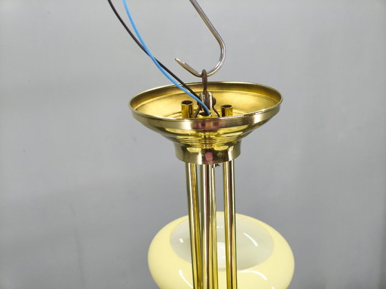 Image 1 of Neoclassical Art Deco Brass Chandelier, Czechoslovakia, 1930s