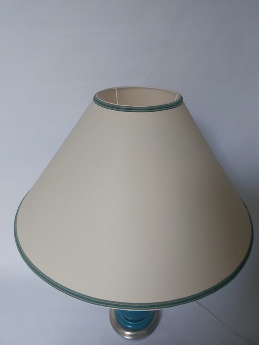 Mid Century Blau Keramik Tischlampe