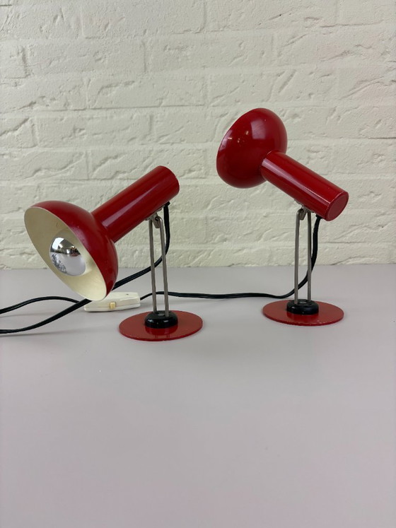 Image 1 of Set of 2 Vintage GDR Space Age Table Lamps – 1960s – Red