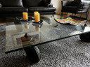 Prachtige glazen salontafel Tavolo con ruote van Fontana Arte