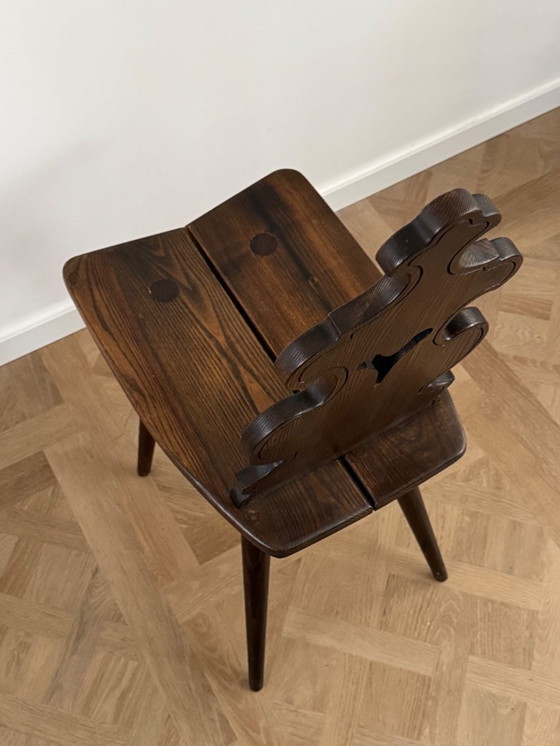 Image 1 of Set Of 4 Vintage Brutalist Tyrolean Chairs (1950s–60s, Solid Oak)