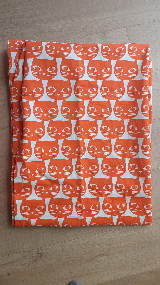 Two cool vintage retro orange designer curtains