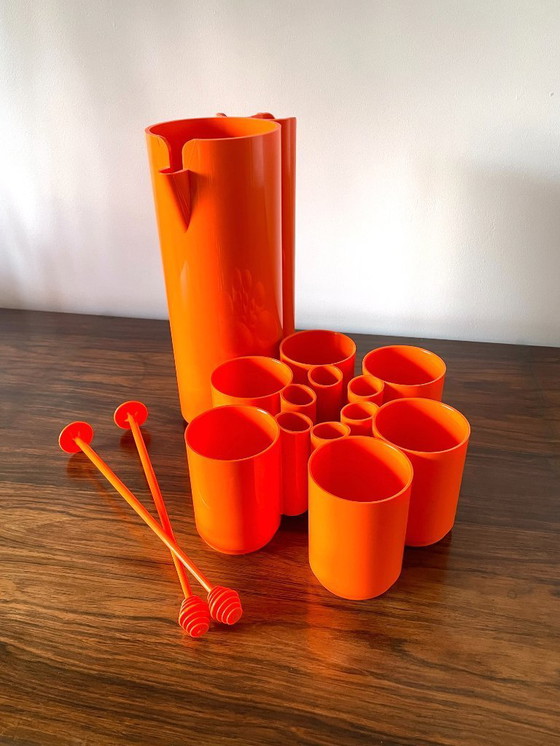 Image 1 of Vintage Franse sapserviesset uit de jaren 70, 9 stuks van Orangeade van Vitrac