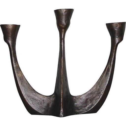Vintage Brutalistisch bronzen kandelaar van A.Lamprecht, 1950