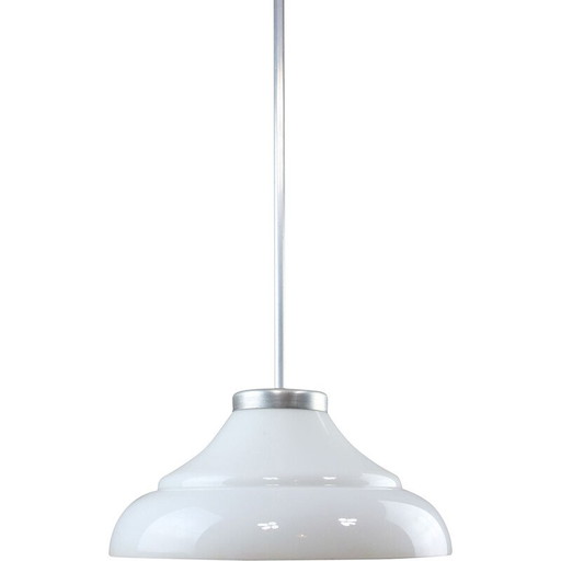 Lampe suspendue vintage en aluminium et verre, Italie