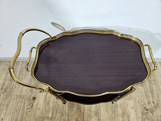 Image 1 of Chariot de bar luxueux, Maison Jansen, style Hollywood Regency, France, années 1950/70