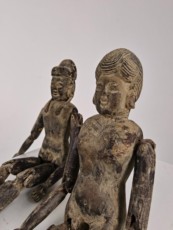 Image 1 of Antique Set of Chinese Wooden Fertility Figurines