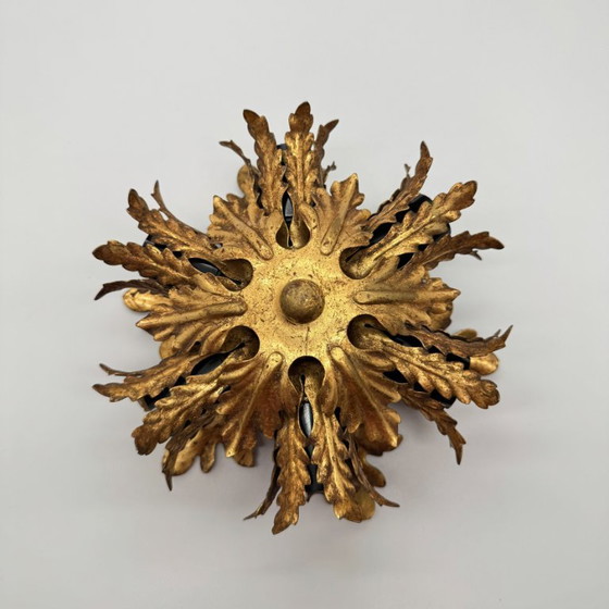 Florentine Vintage Ceiling light, Attributed to Banci Firenze, Gold, Metal (photo 4 of 9)