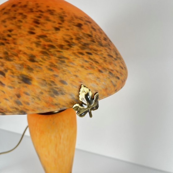 Image 1 of Lampada a forma di fungo in vetro arancione screziato, Massive, Belgio 1970