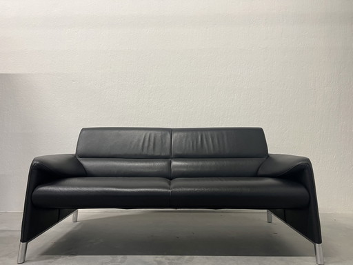 Leolux Felizia 3-Sitzer-Sofa aus schwarzem Leder