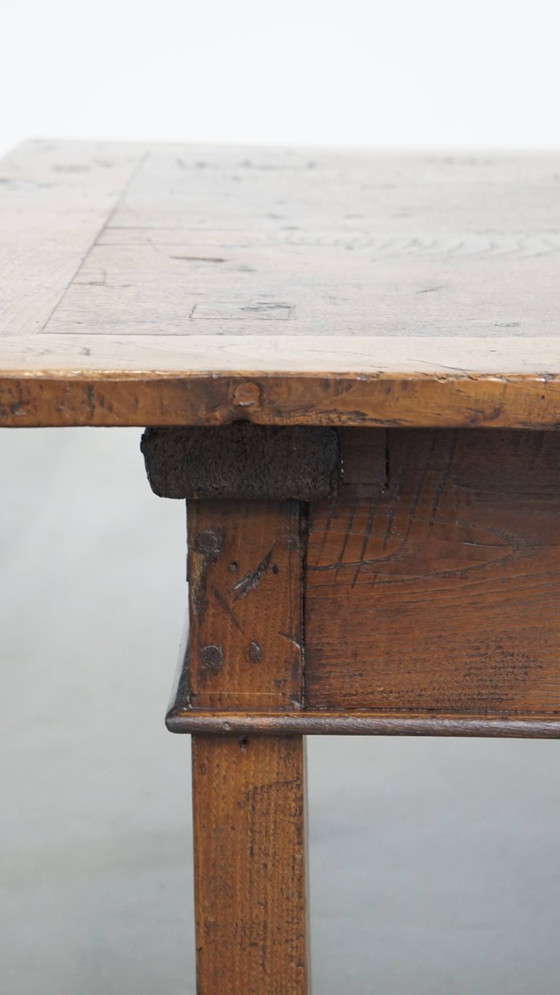 Image 1 of Antique South European Chestnut Coffee Table From The 18th Century With A Drawer