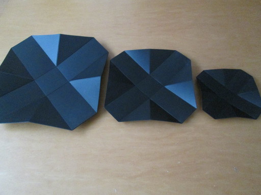 Design Set van 3 origami schalen gemaakt door Tair en Mercier (Parijs) in 1987.