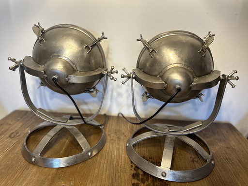 2x Vintage Metal Table Lamp