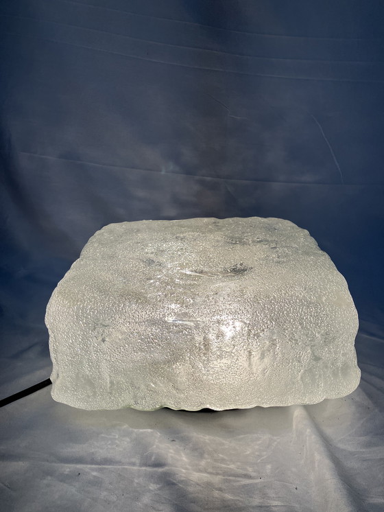 Image 1 of Vintage ijsglas vierkante plafondlamp jaren 70 design