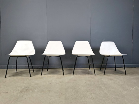 Image 1 of 4x Vintage Tonneau Chairs Design By Pierre Guariche, 1980s