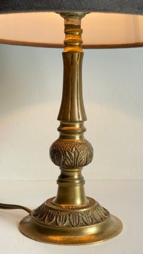 Lampada da Tavolo VINTAGE in Ottone Massiccio e Velluto – Lampade da tavolo (photo 8 of 16)
