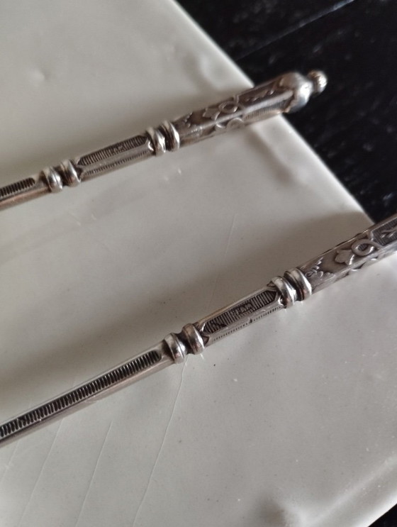 Image 1 of 6 cucchiaini in metallo argentato, stile russo S.F.A.M.