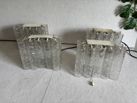 Image 1 of Ensemble d'appliques vintage Doria Leuchten, tubes en verre glacé, 1960