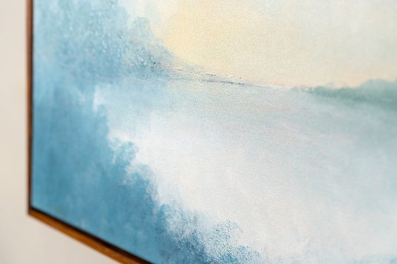 Large Original Framed Blue Abstract Landscape Painting, Textured Acrylic Canvas - The Crossing (photo 15 of 25)