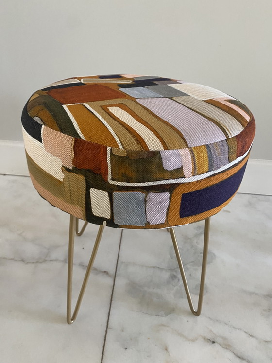 Image 1 of Recycled stool upholstered with designer fabric
