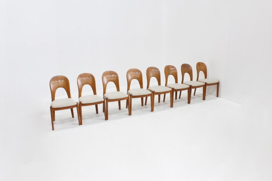 Vintage Danish Mid Century Dining chairs Niels Koefoed, set of 8, Wood, Textile, Brown, Mid Century Modern (photo 2 of 11)