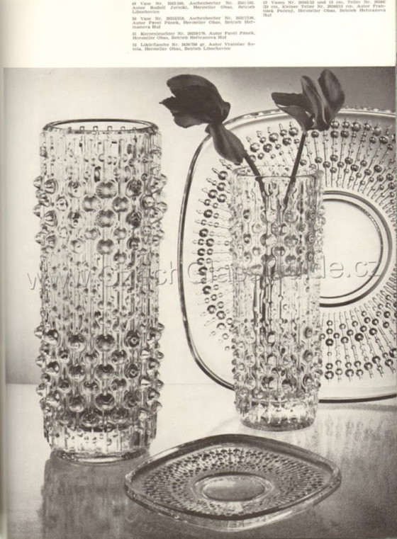 Image 1 of Vintage Pressed Glass Vase by František Pečený / Czech Art Glass / 1972