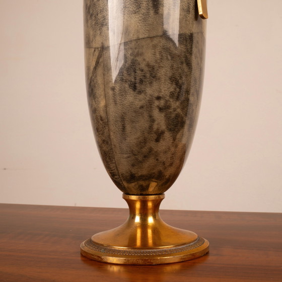 Termo Macabo de pergamino gris y latón Cusano Milanino, Italia 1960 – Carritos de bar, Brass (photo 9 of 18)