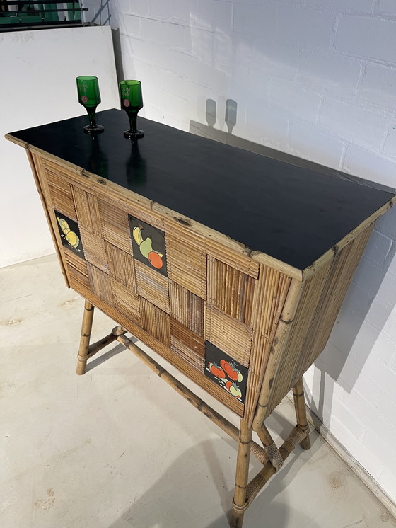 Image 1 of Vintage bamboe bar retro barkruk 
