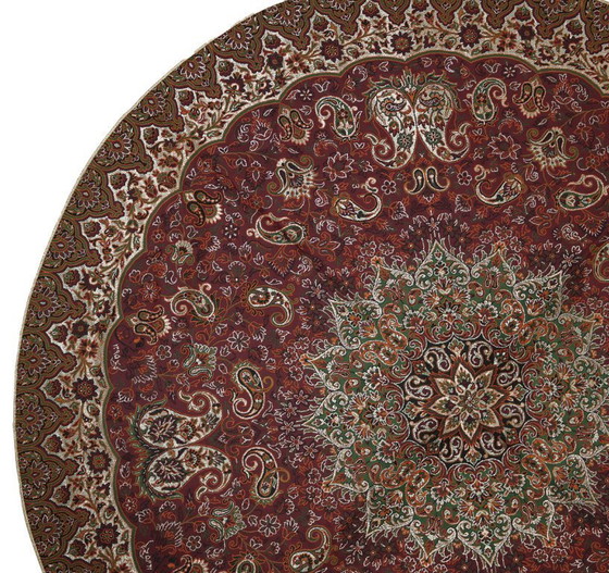 Image 1 of Oriental Handmade Tablecloth, Very Finely Crafted from Silk Threads, 100 x 100 cm