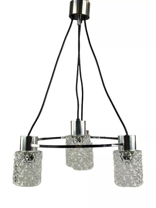 60s 70s lamp lamp ceiling lamp chandelier glass chrome space age