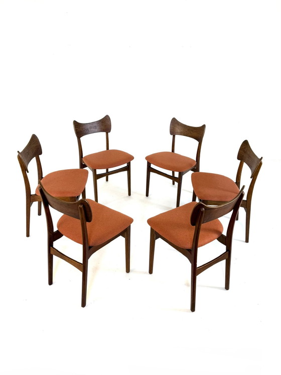 Image 1 of 6 chaises de salle à manger danoises en teck restaurées, années 60